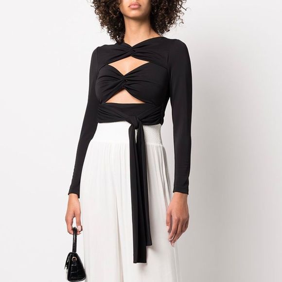 Alice + Olivia Tops - Alice + Olivia Amelie Twist Tie Top in Black Size Medium